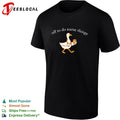 Goose walking off to do nurse things holding coffee stethoscope shirt