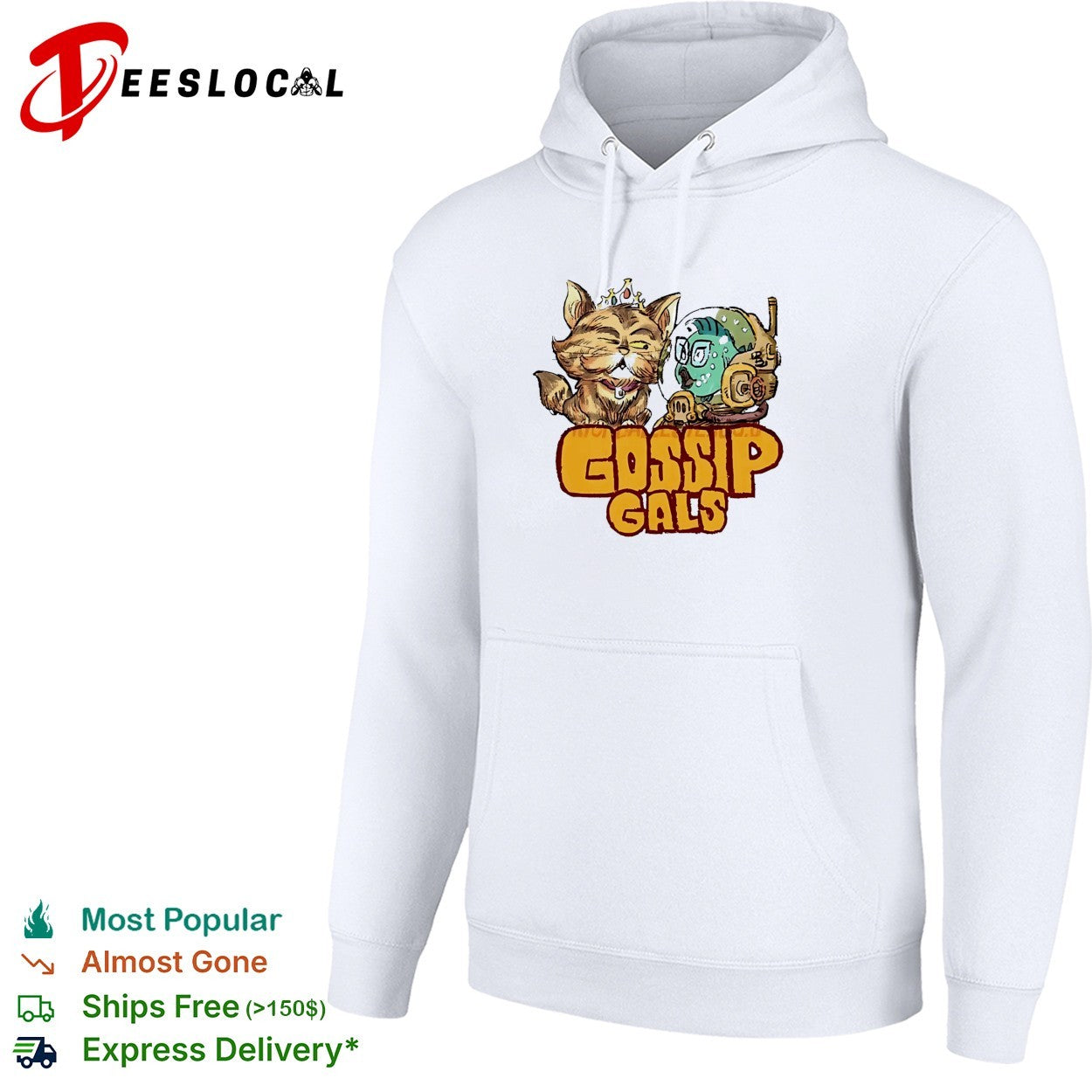 Gossip gals cute royal cat and fish astronaut cartoon shirt