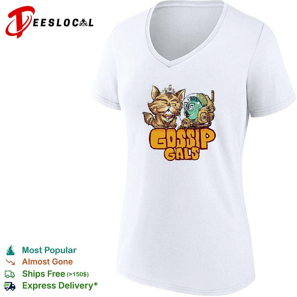 Gossip gals cute royal cat and fish astronaut cartoon shirt