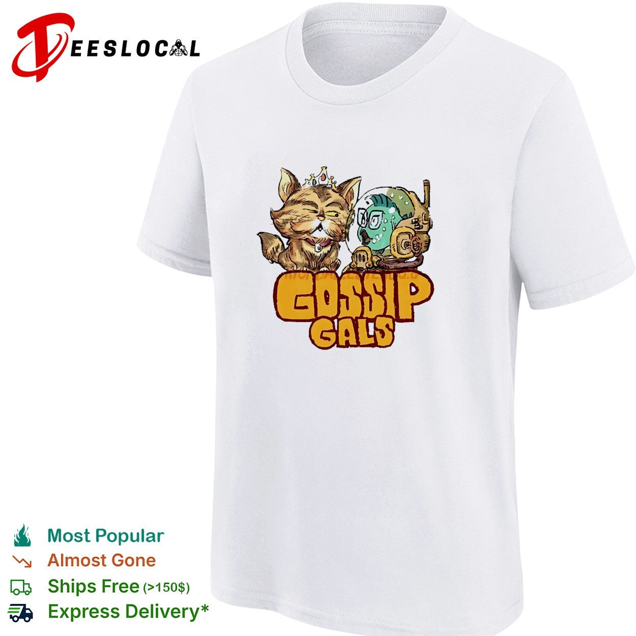 Gossip gals cute royal cat and fish astronaut cartoon shirt
