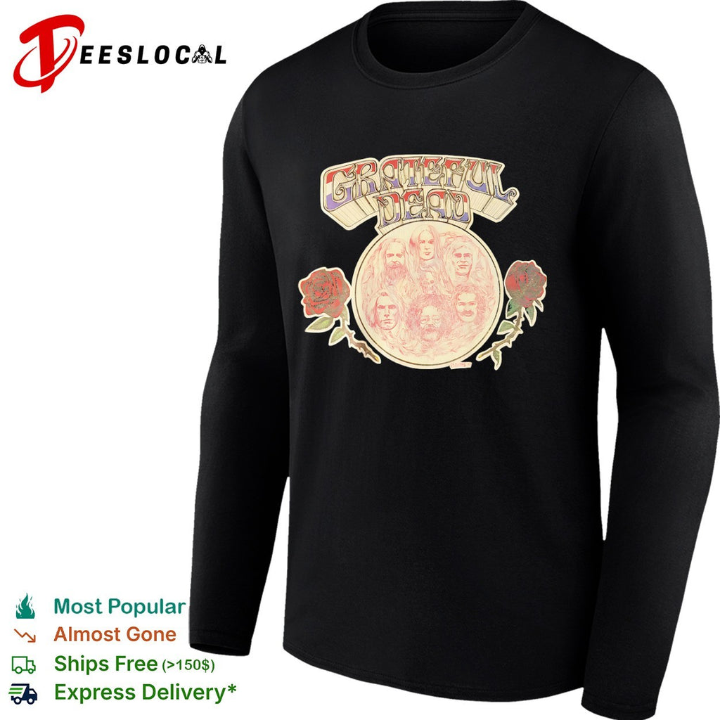 Grateful Dead band members portrait vintage rose shirt