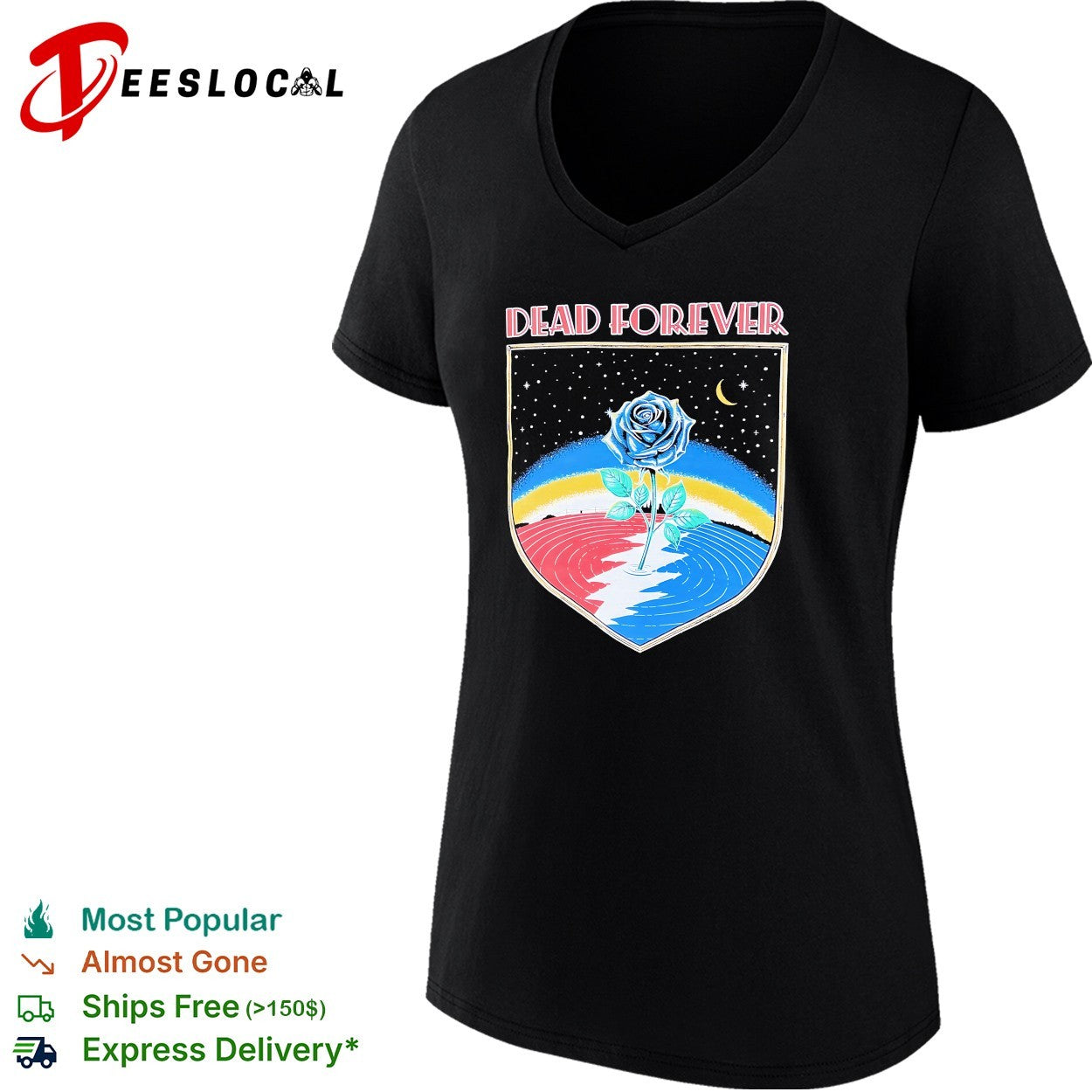Grateful Dead forever rose skull rainbow Dead60 shirt