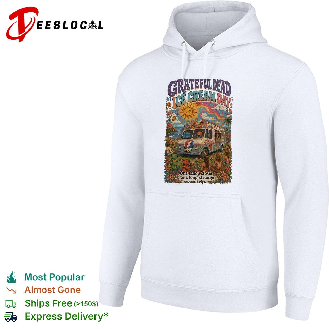 Grateful Dead ice cream day one scoop closer to a long strange sweet trip dancing bears shirt