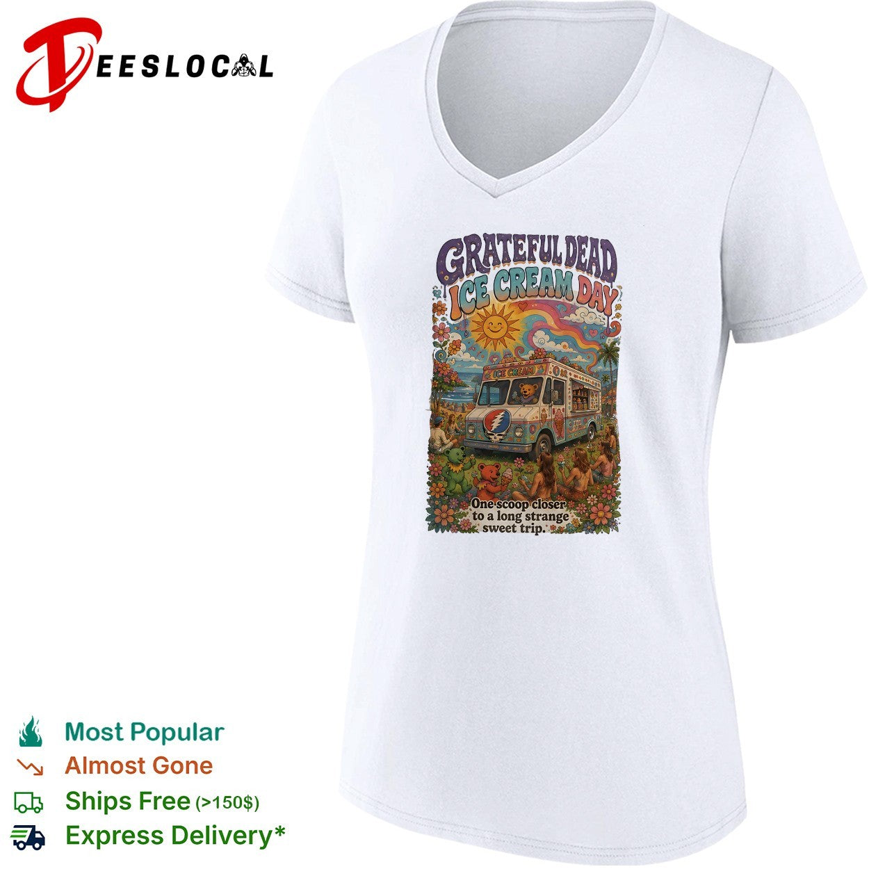 Grateful Dead ice cream day one scoop closer to a long strange sweet trip dancing bears shirt