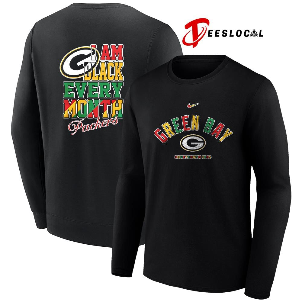 Green Bay Packers x Juneteeth 1865 I am black every month shirt
