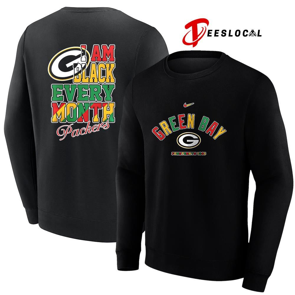 Green Bay Packers x Juneteeth 1865 I am black every month shirt
