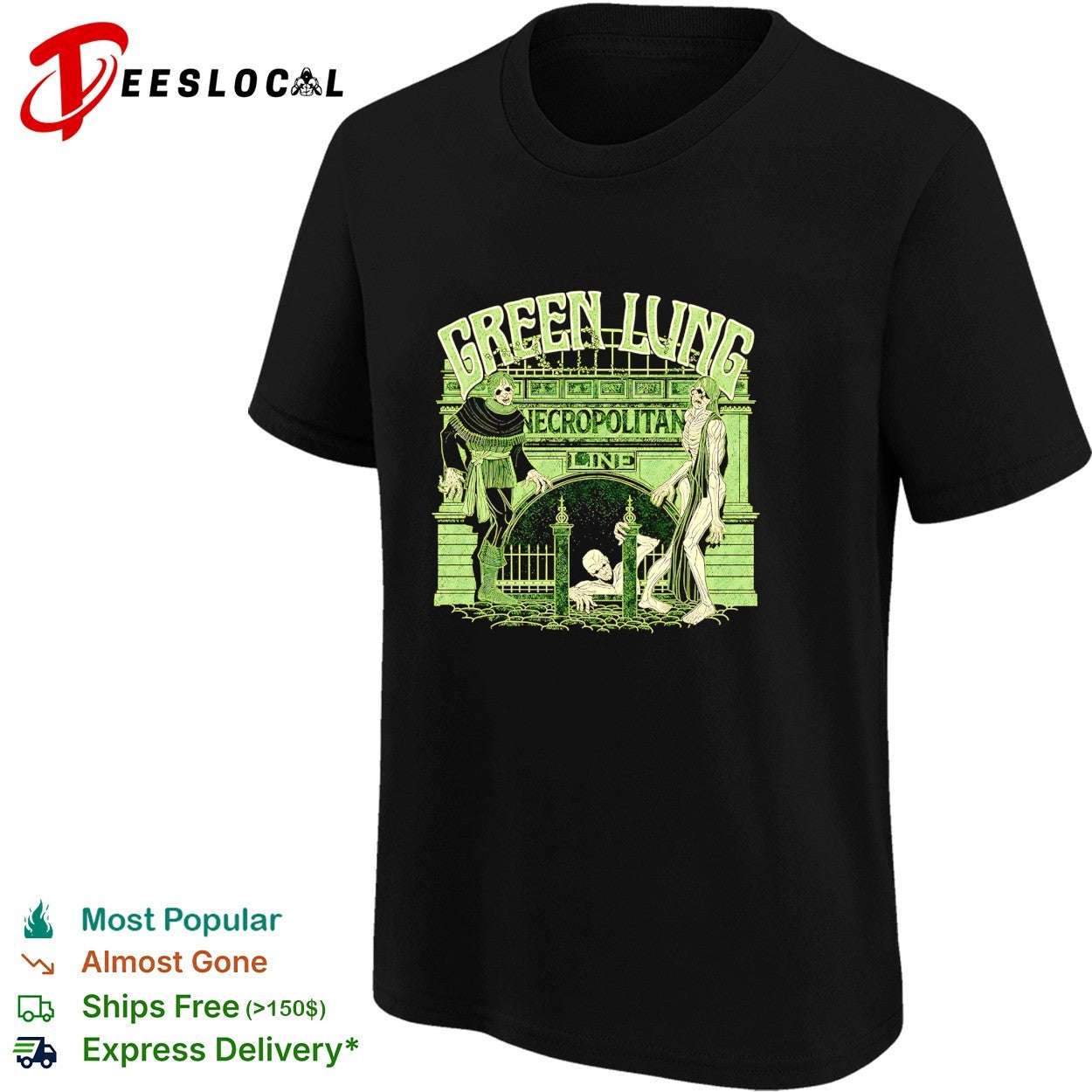 Green Lung Necropolitan Line zombies emerging from gate shirt