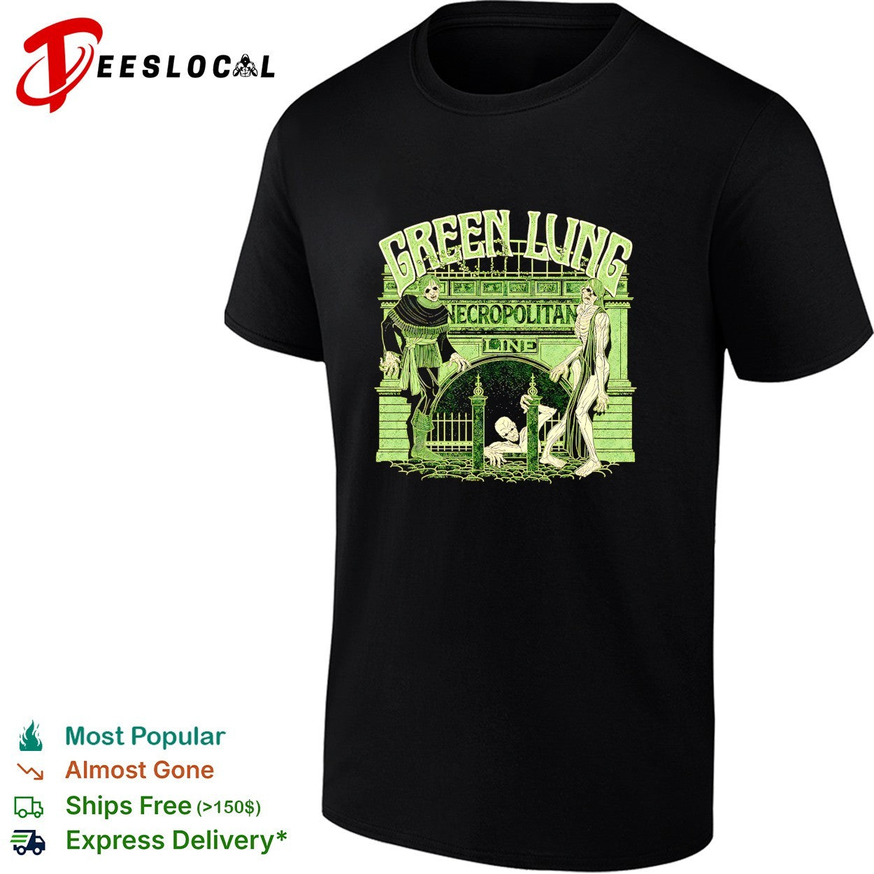 Green Lung Necropolitan Line zombies emerging from gate shirt