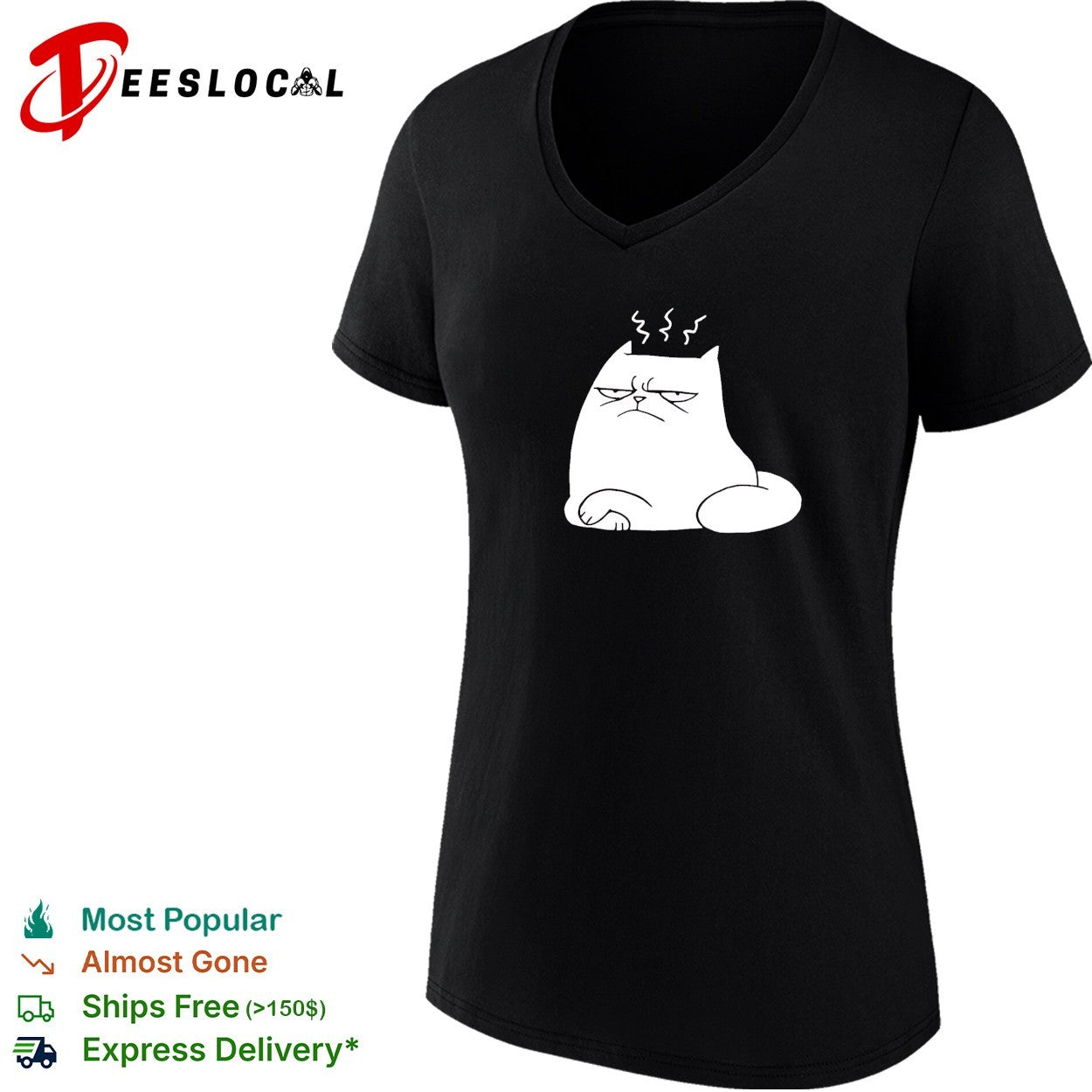 Grumpy cat sitting steaming head annoyed shirt
