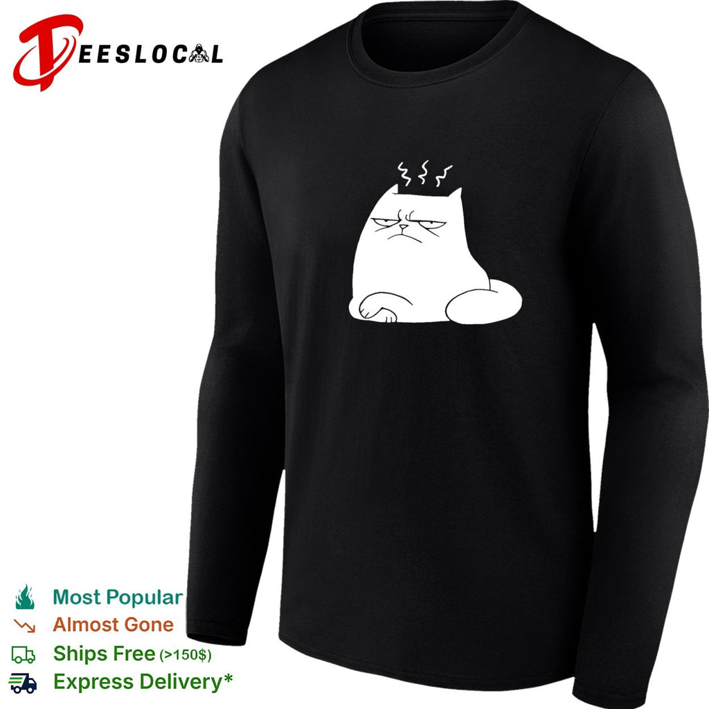 Grumpy cat sitting steaming head annoyed shirt