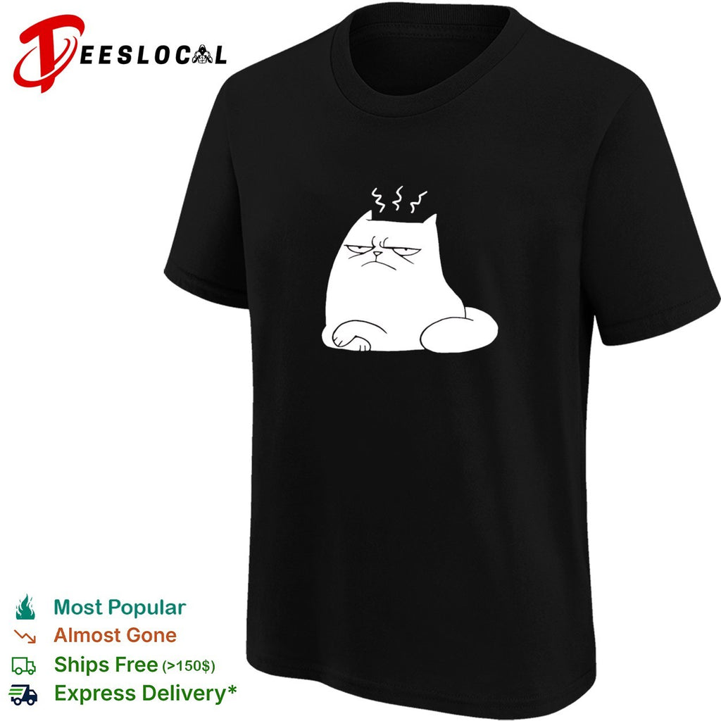 Grumpy cat sitting steaming head annoyed shirt