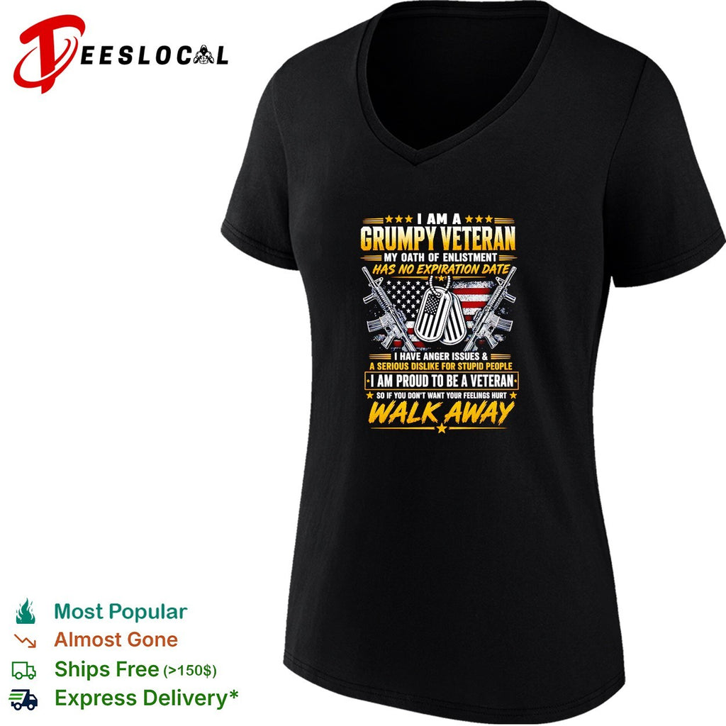 Grumpy veteran oath of enlistment no expiration date anger issues walk away shirt