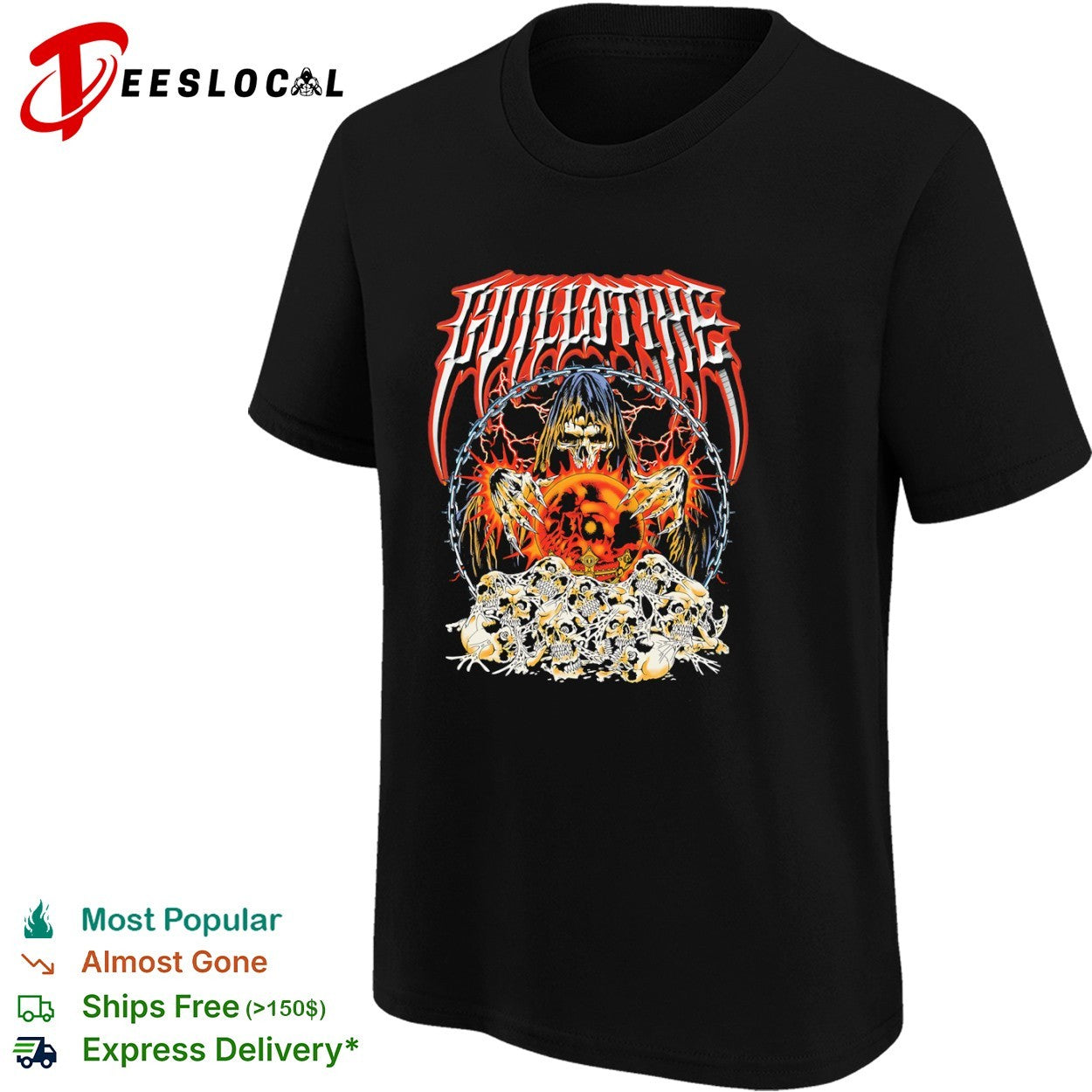 Guillotine Death Metal Grim Reaper Crystal Ball Skull shirt