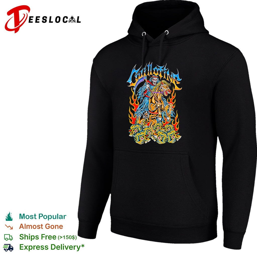 Guillotine Grim Reaper Horse Skull Fire Heavy Metal Band Music Concert shirt