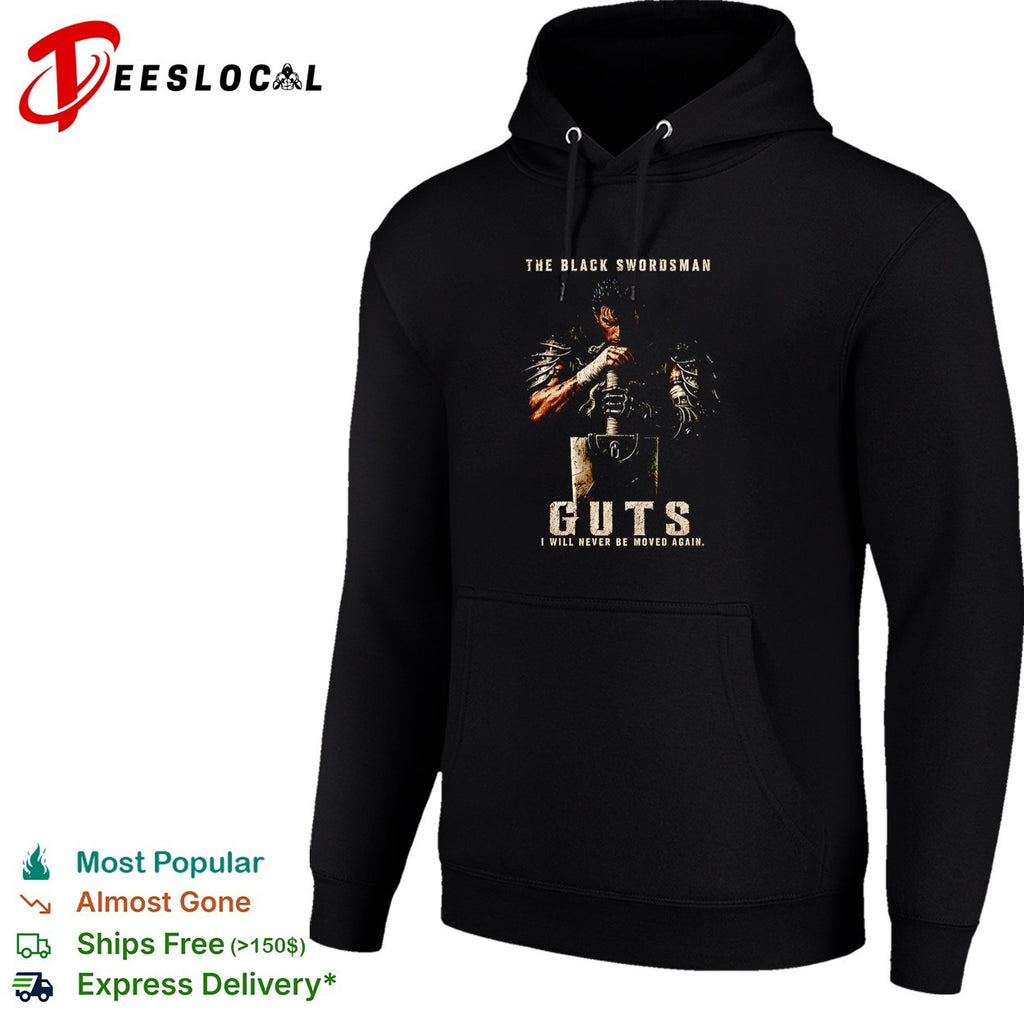 Guts the black swordsman Berserk I will never be moved again kneeling sword shirt