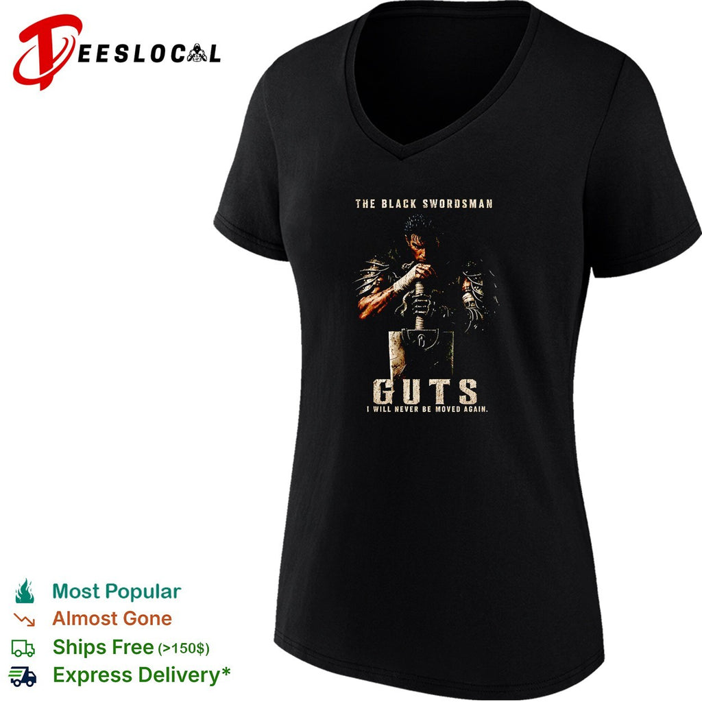 Guts the black swordsman Berserk I will never be moved again kneeling sword shirt
