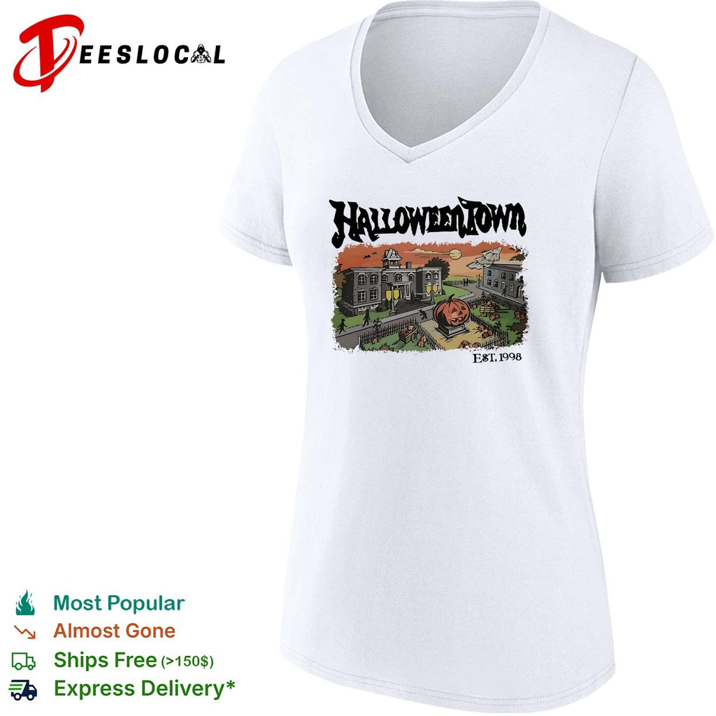 Halloweentown Est 1998 haunted mansion pumpkin town scene shirt