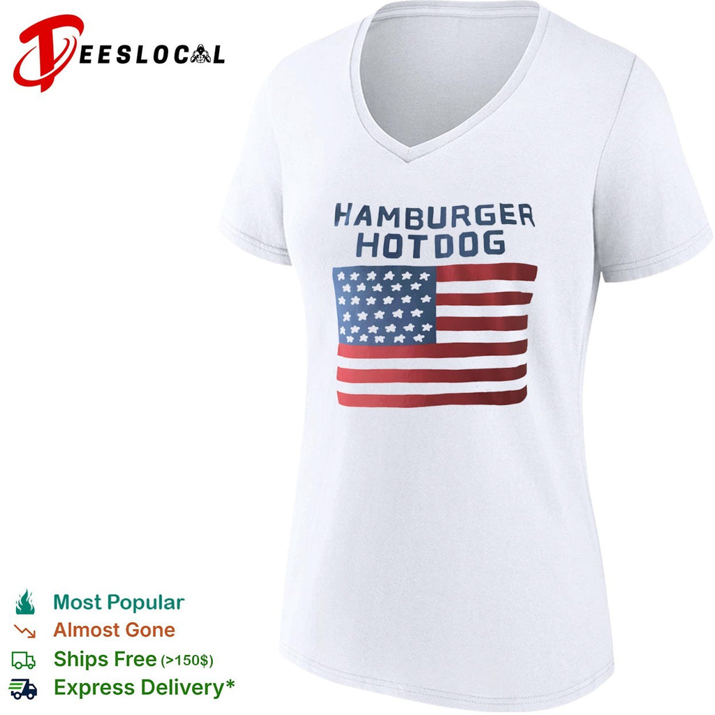 Hamburger Hotdog American Flag July 4th Independence shirt