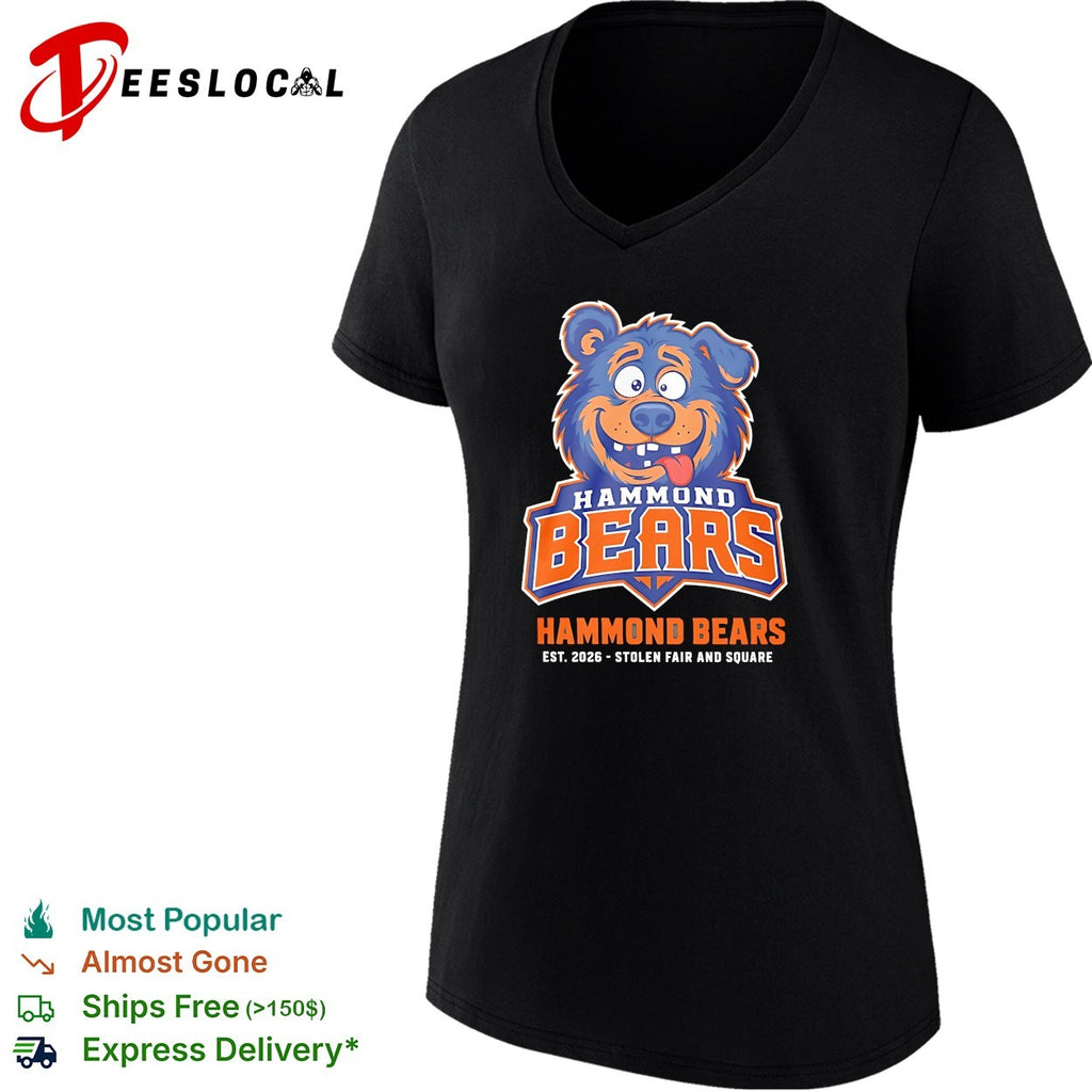 Hammond Bears smiling cartoon bear with tongue out stolen fair and square 2026 shirt