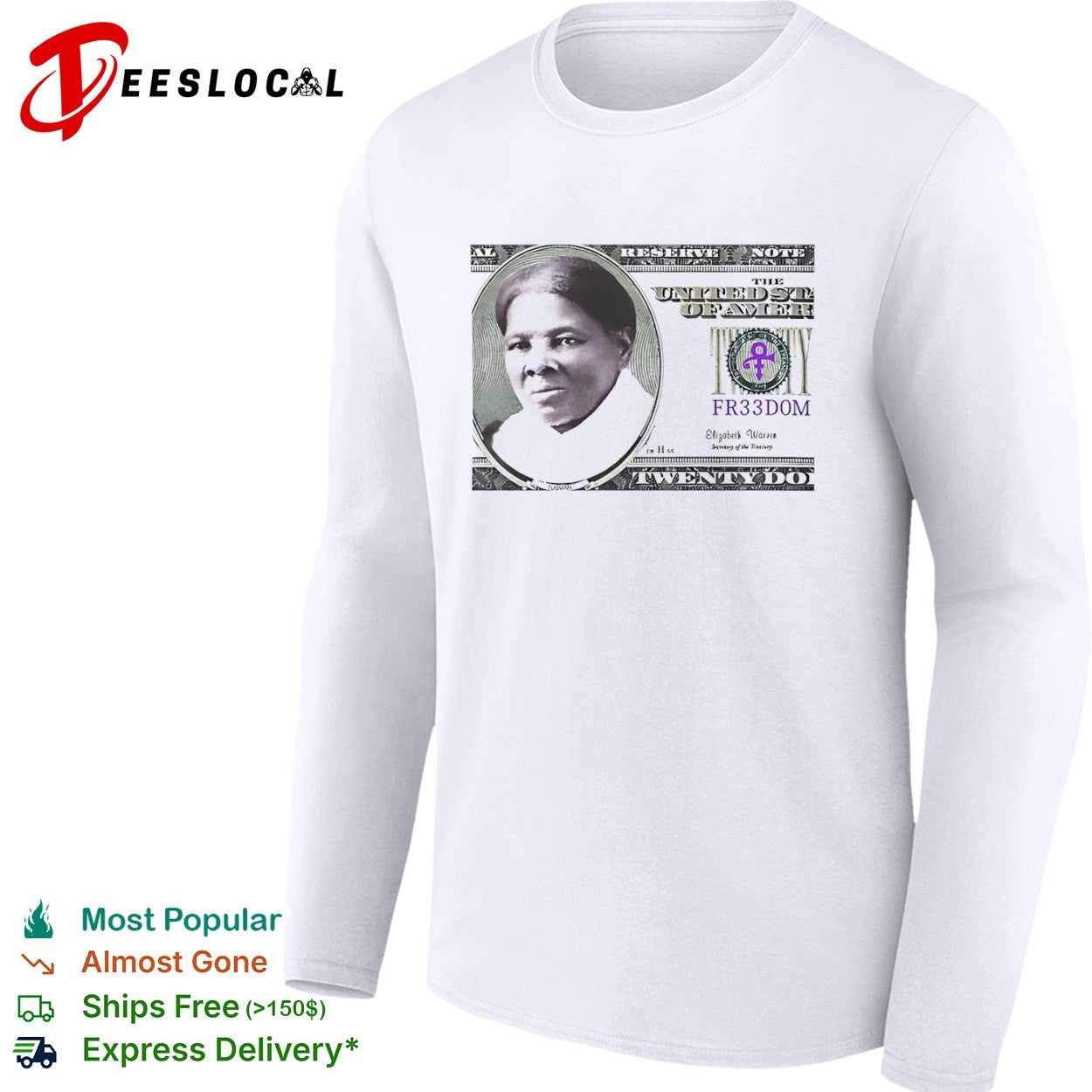 Harriet Tubman Elizabeth Warren FR33D0M Prince Symbol Twenty Dollar Bill shirt