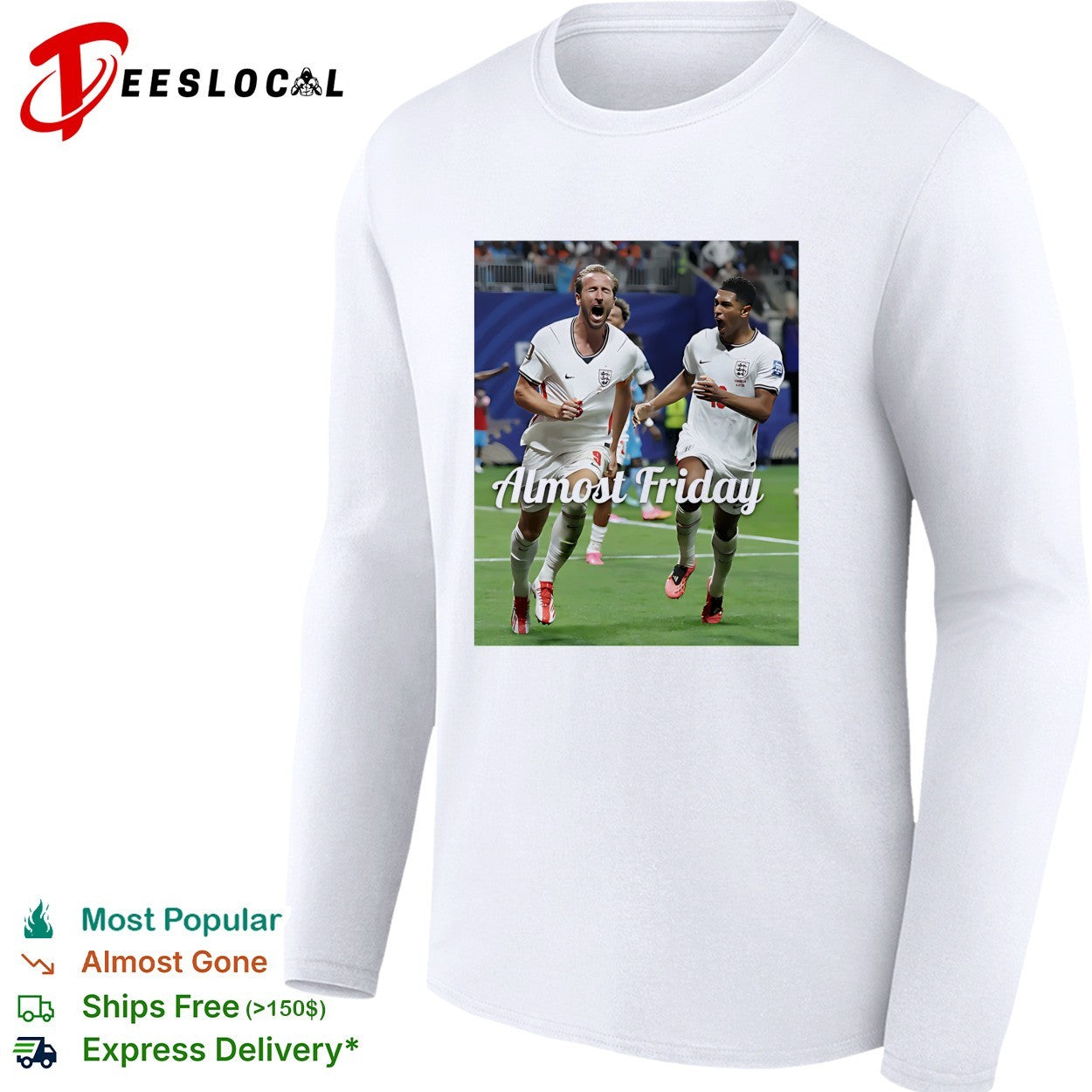 Harry Kane and Jude Bellingham England celebrating Almost Friday football shirt