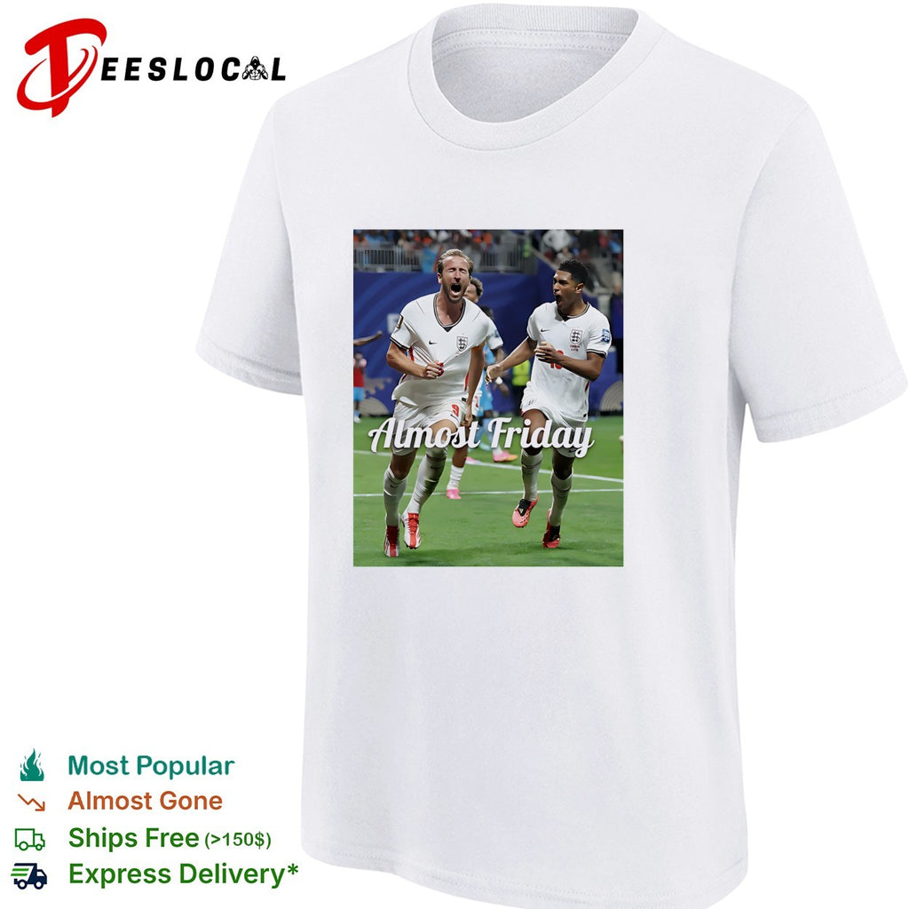 Harry Kane and Jude Bellingham England celebrating Almost Friday football shirt
