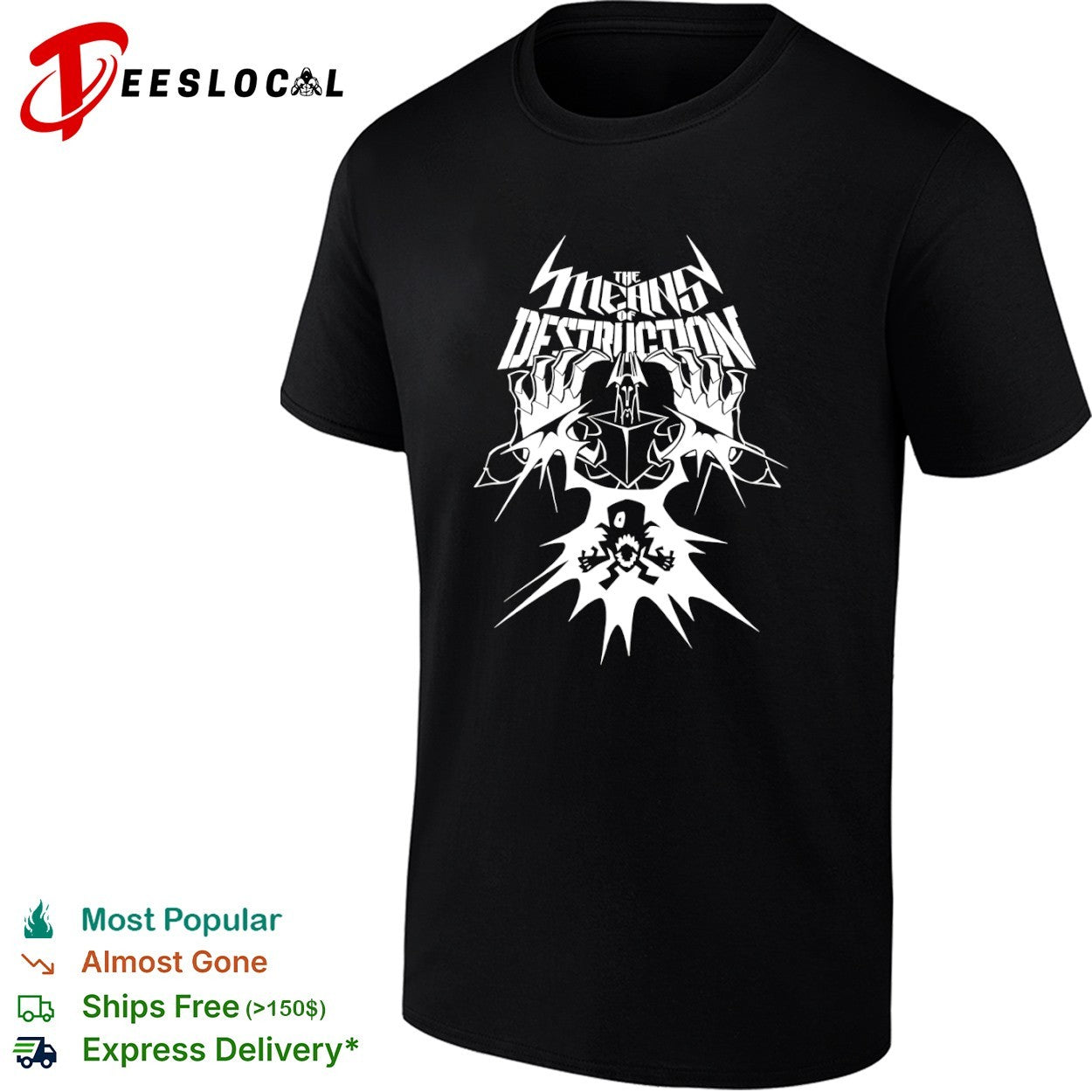 Heavy metal rock band villain lightning the means of destruction shirt