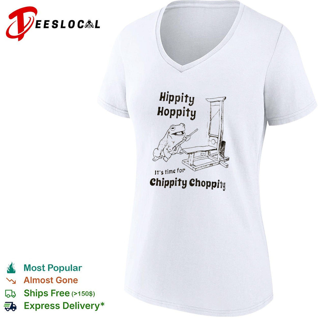 Hippity Hoppity It is time for Chippity Choppity frog with a guillotine shirt