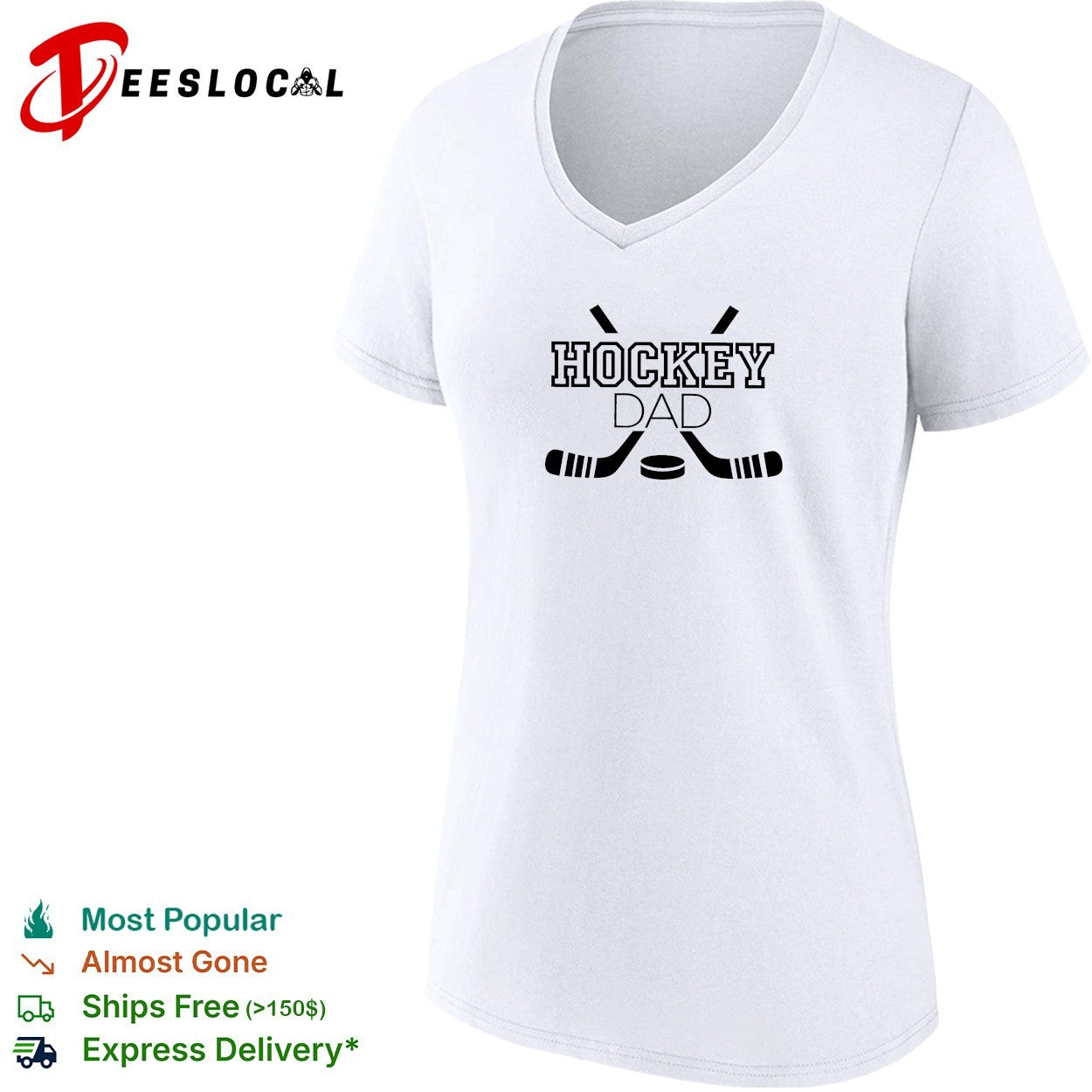 Hockey dad crossed sticks and puck shirt