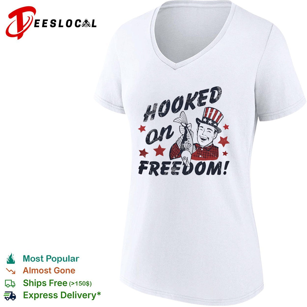 Hooked on Freedom Uncle Sam Patriotic Fishing Patriotic Independence Day shirt