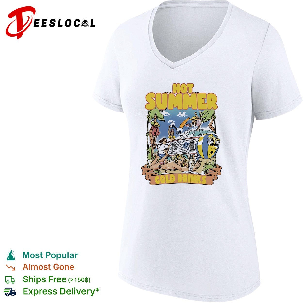 summer cold drinks beach volleyball vintage shirt
