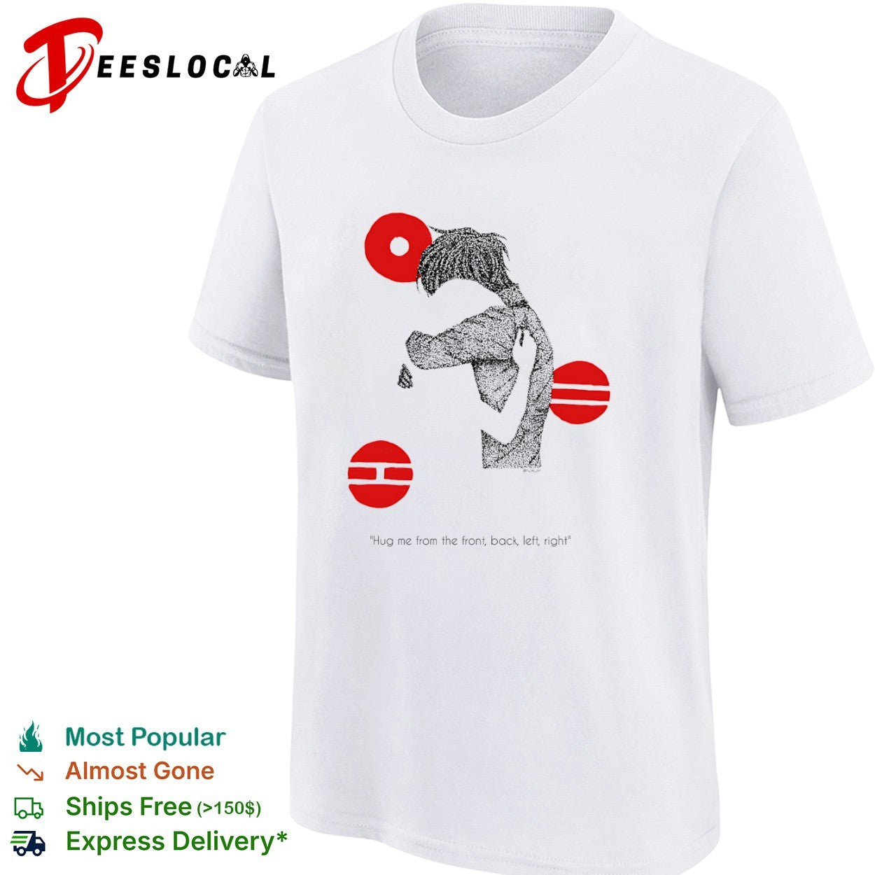 Hug me from the front back left right Minimalist Stippling shirt