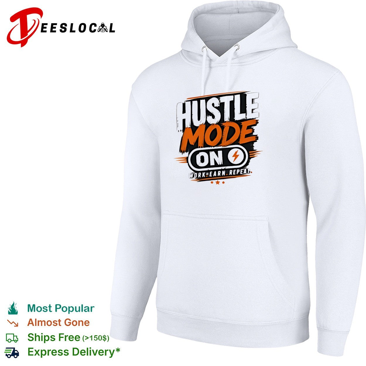Hustle mode on work earn repeat lightning bolt shirt