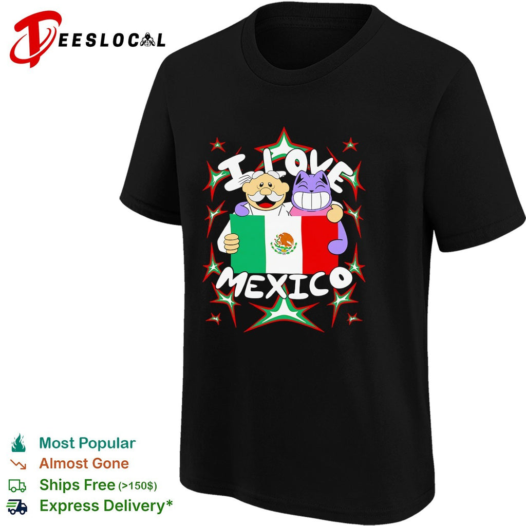 I Love Mexico flag cartoon shirt