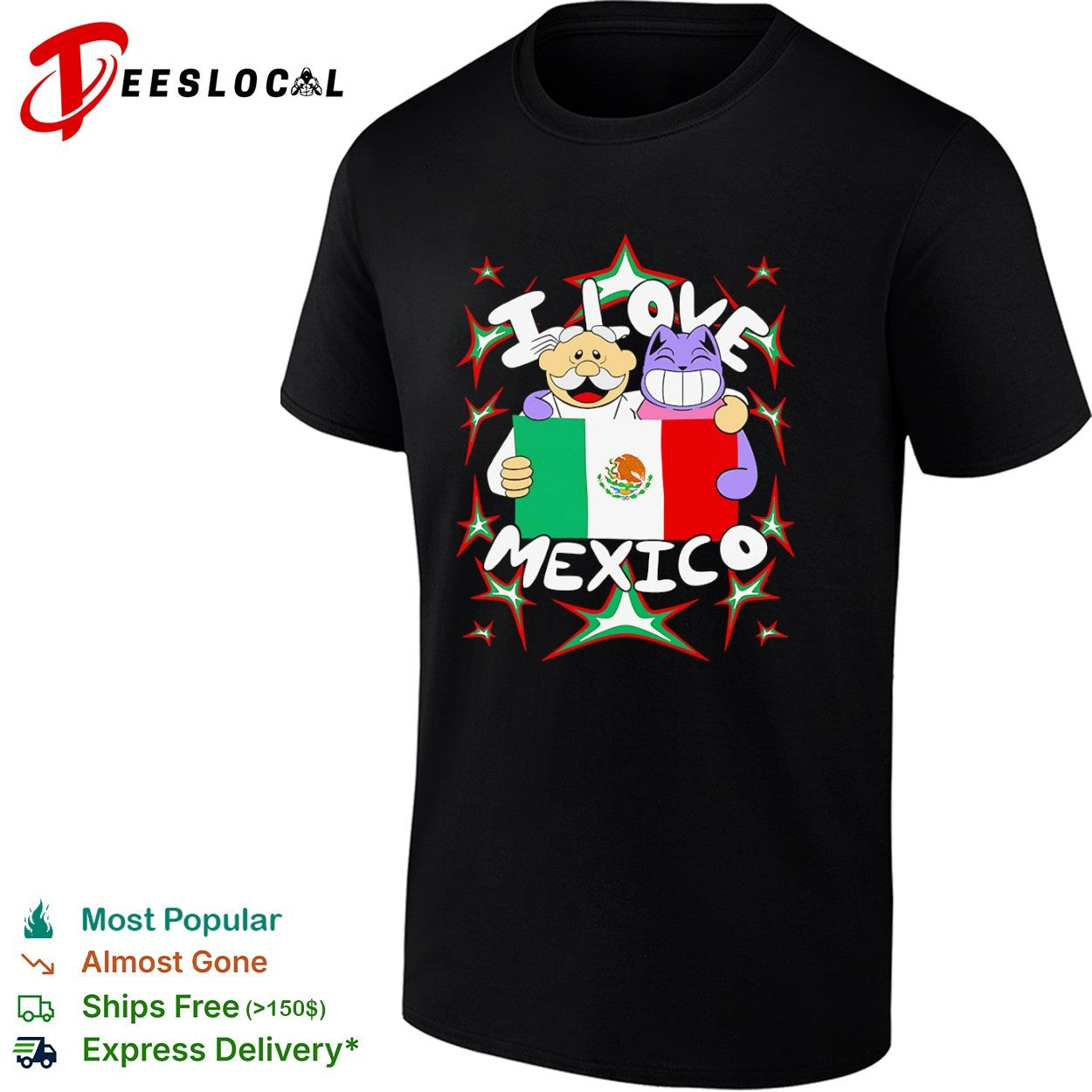 I Love Mexico flag cartoon shirt