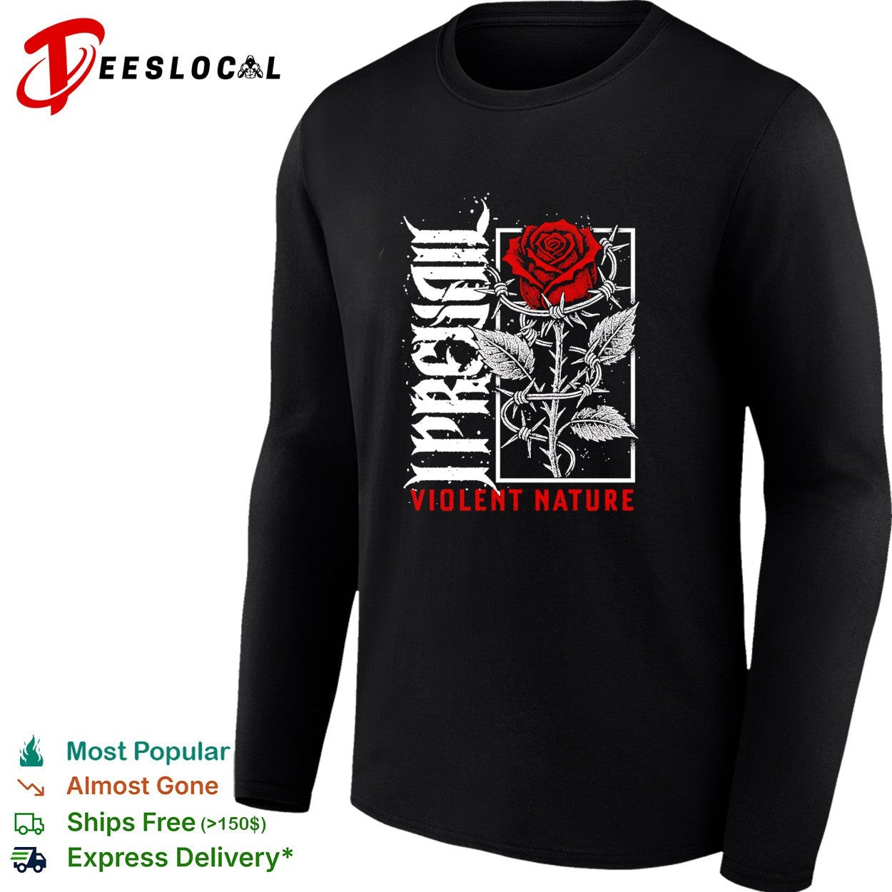 I Prevail Violent Nature rose barbed wire shirt