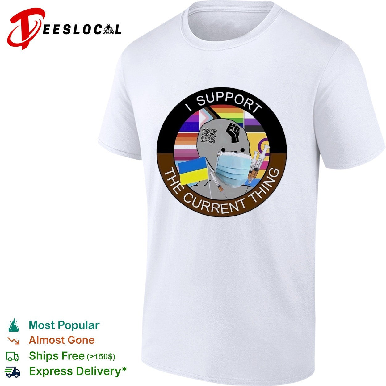 I Support The Current Thing Wojak Political Satire Meme Ukraine Flag shirt
