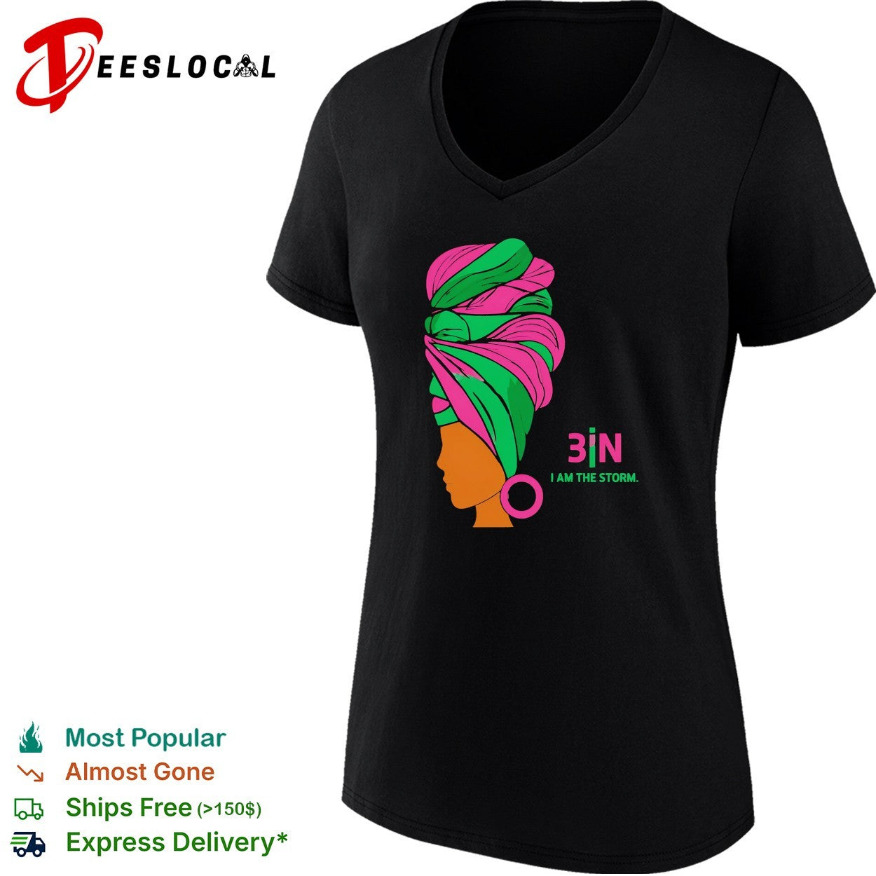 I am the storm woman profile headwrap shirt