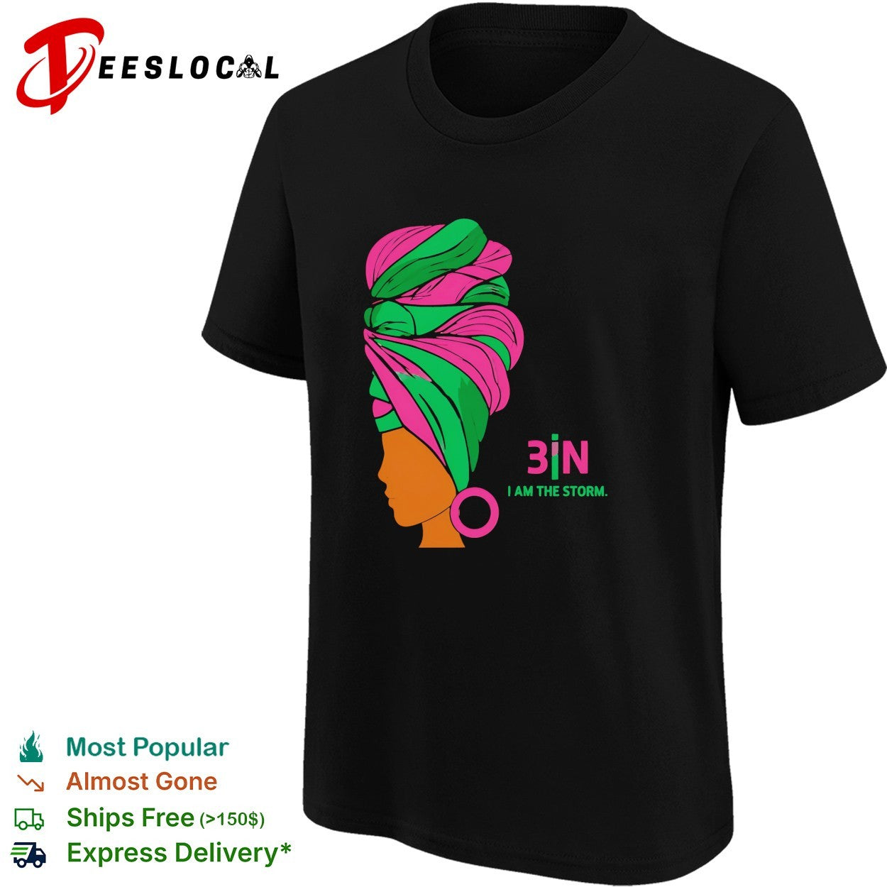 I am the storm woman profile headwrap shirt