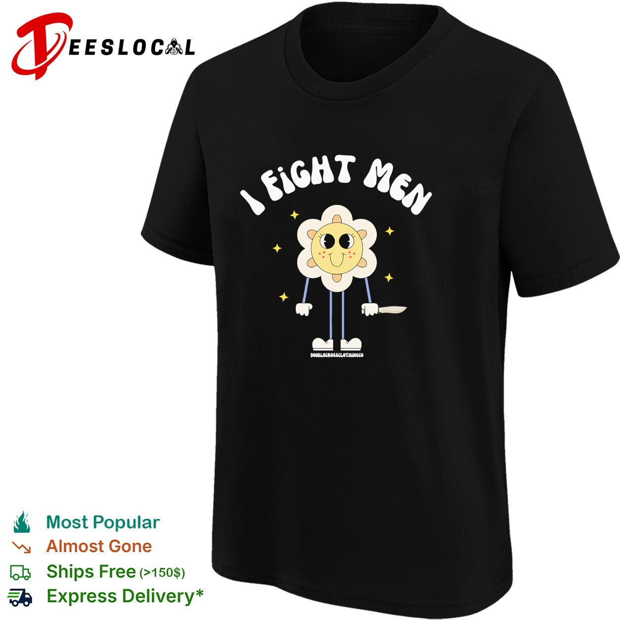 I fight men cute flower girl holding knife shirt