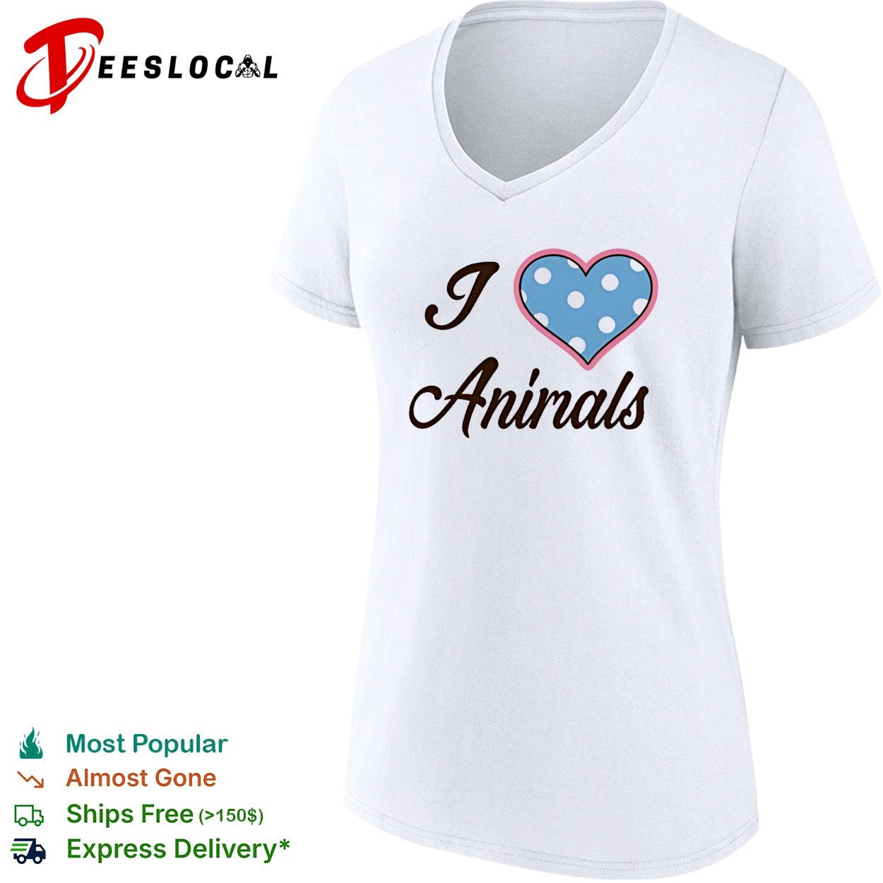 I love animals polka dot heart shirt
