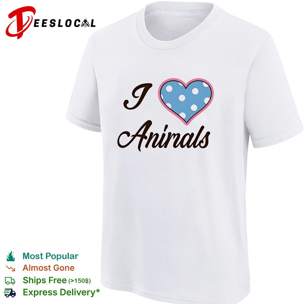 I love animals polka dot heart shirt