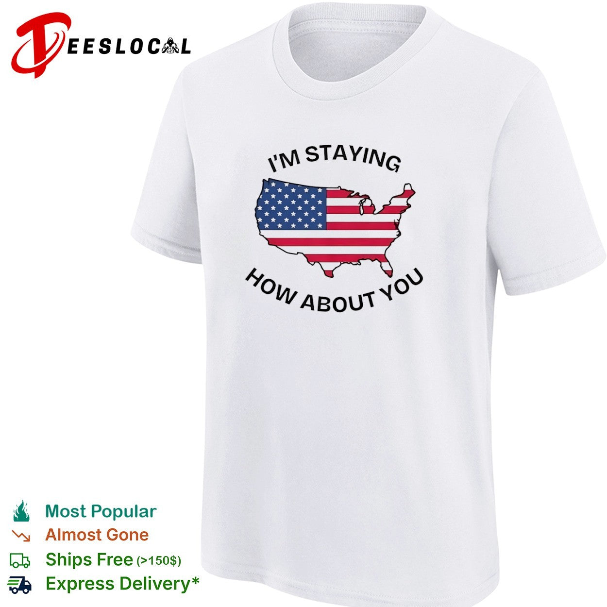 I m staying how about you USA map flag shirt