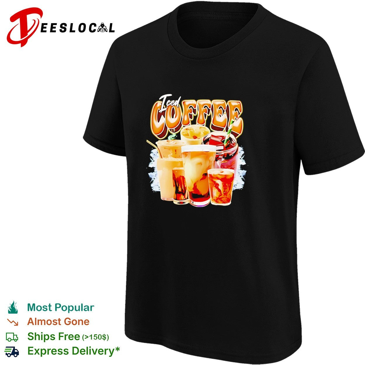 Iced coffee drinks retro vintage shirt