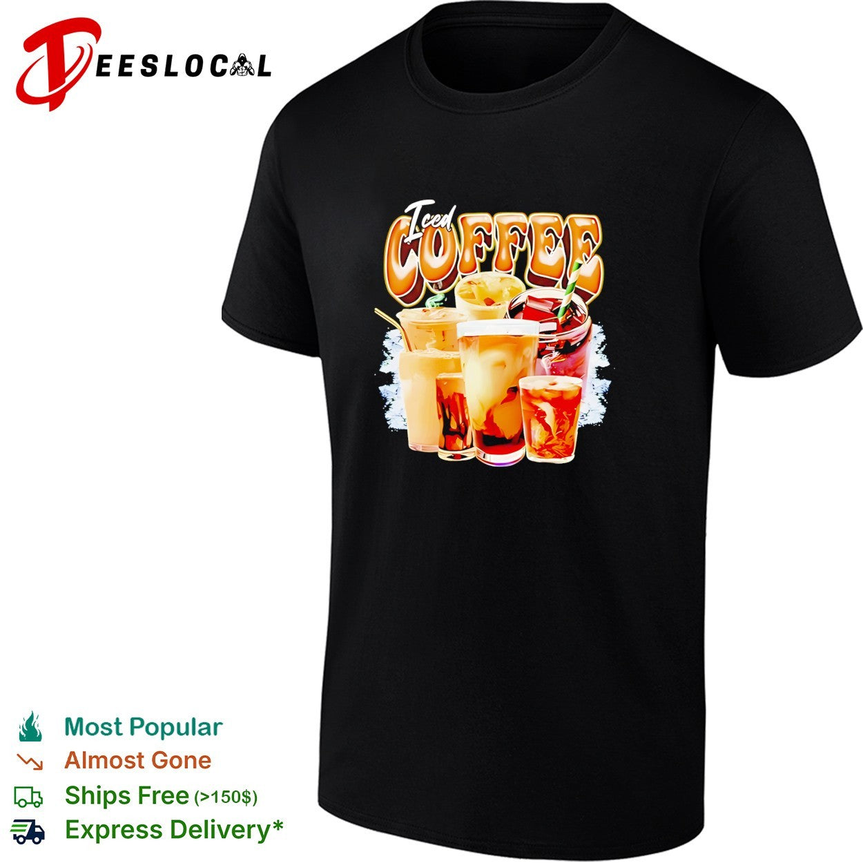 Iced coffee drinks retro vintage shirt