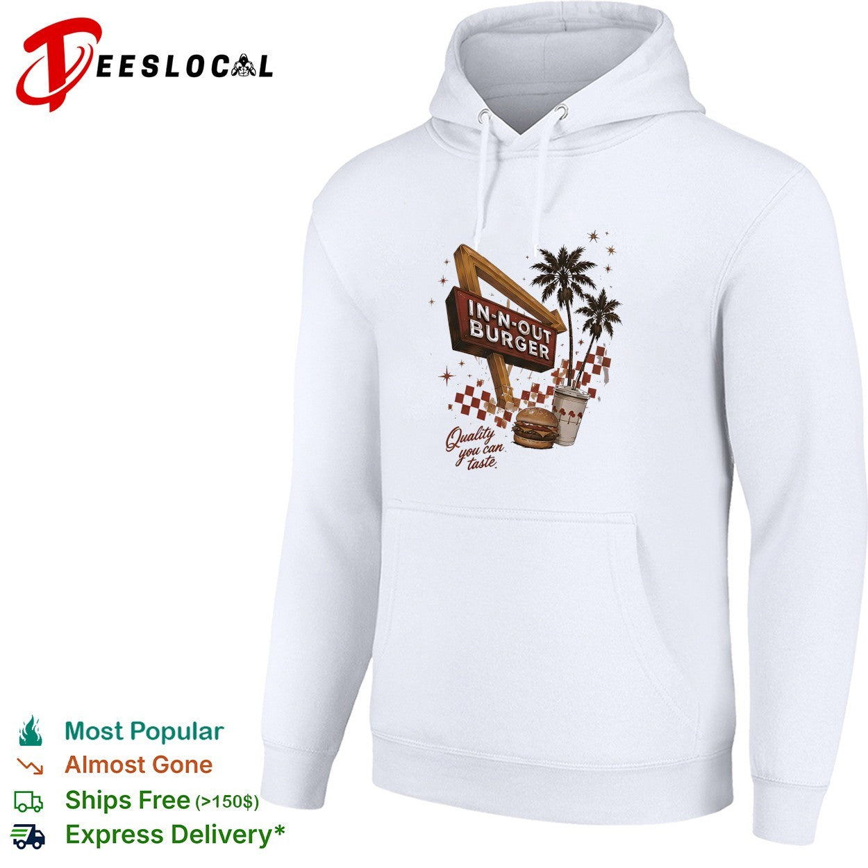 In N Out Burger quality you can taste retro sign palm trees shirt