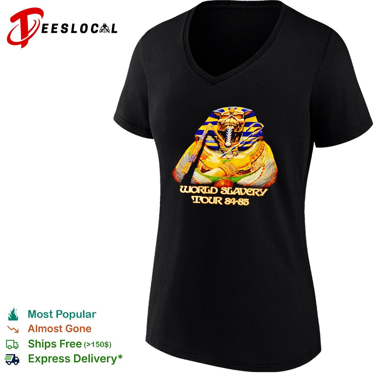 Iron Maiden Eddie Pharaoh World Slavery Tour 1984 1985 concert music band tour shirt