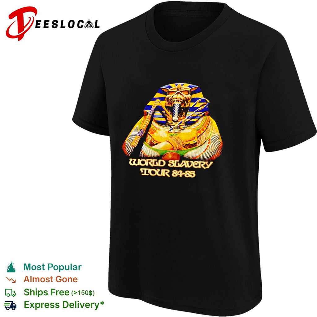 Iron Maiden Eddie Pharaoh World Slavery Tour 1984 1985 concert music band tour shirt