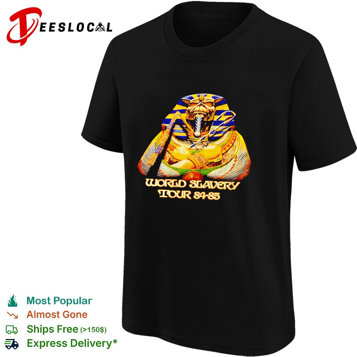 Iron Maiden Eddie Pharaoh World Slavery Tour 1984 1985 concert music band tour shirt
