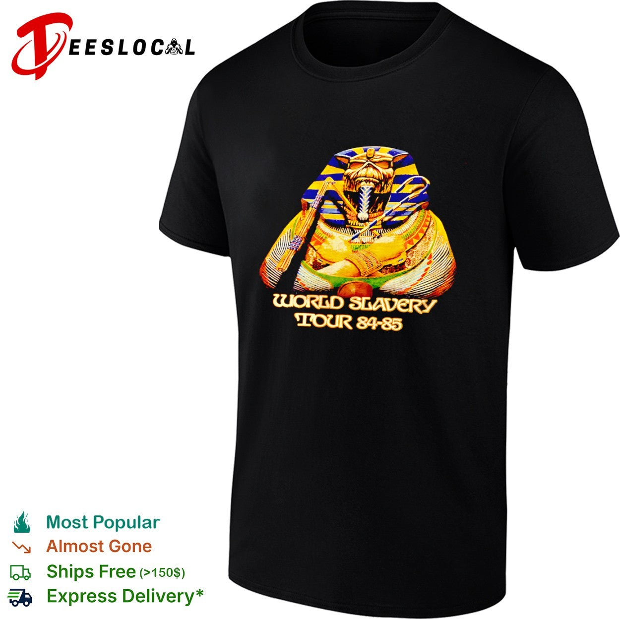 Iron Maiden Eddie Pharaoh World Slavery Tour 1984 1985 concert music band tour shirt